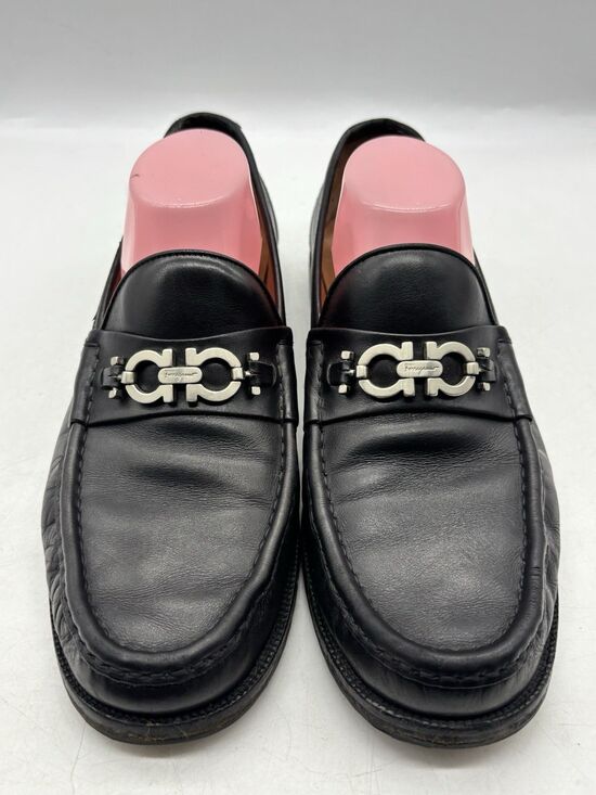 Salvatore Ferragamo Black Leather Horsebit Loafers Mens US Size 10.5 D main image 4